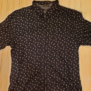 Navy Blue Anchor Print Button Up NEVER WORN!